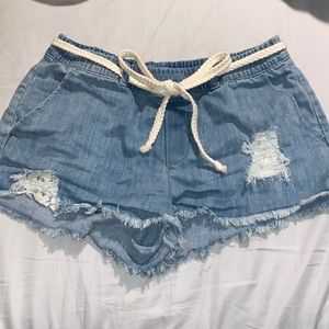 Low rise jean shorts
